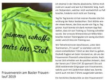 Bott Beitrag vom Juli 2019 - Das hämmer erläbt: Frauenverein am Basler Frauenlauf 2019